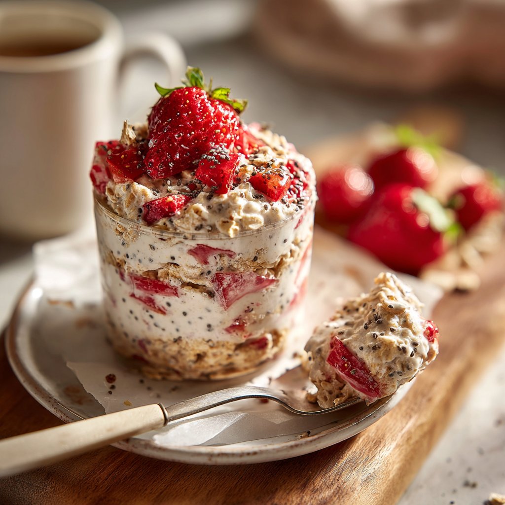 Strawberry Cheesecake Overnight Oats With Chia