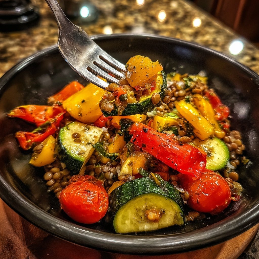 Roasted Veggie Lentil Grain Bowl