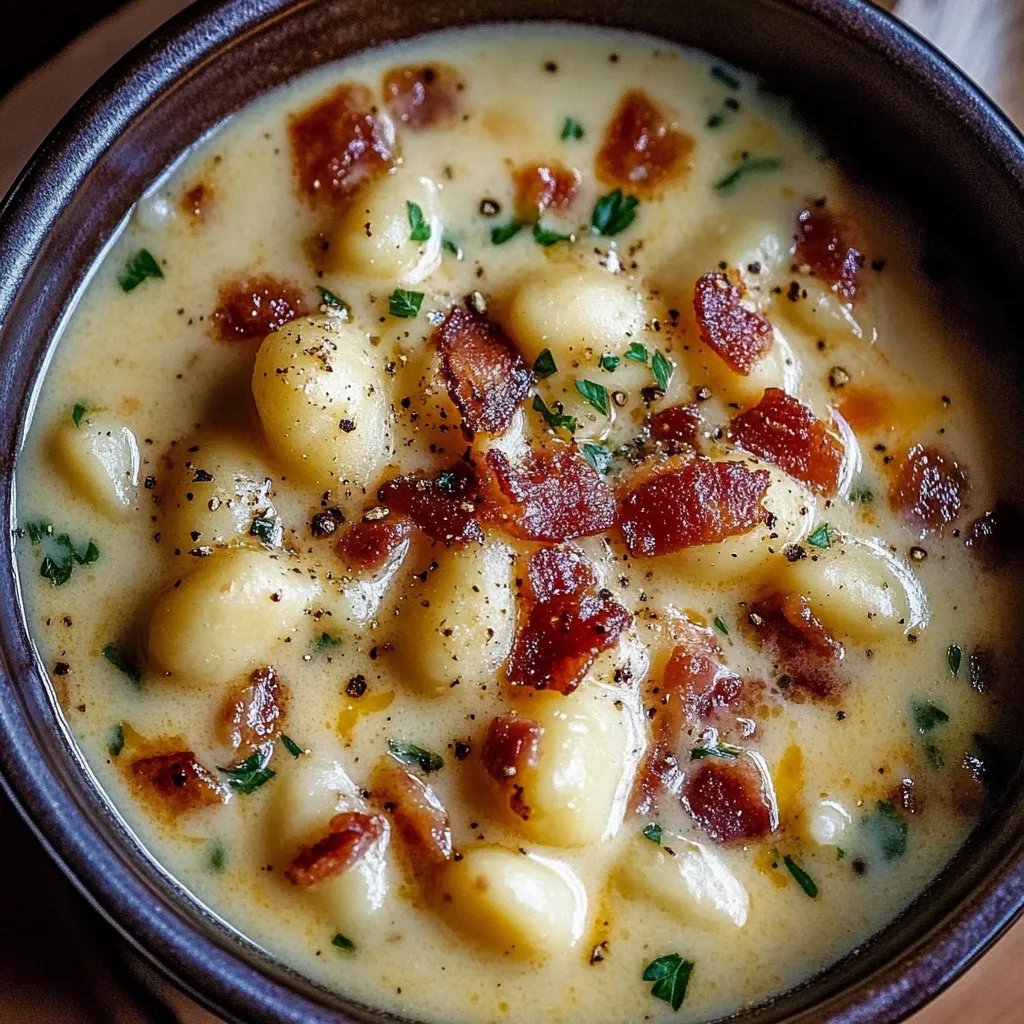 Bacon Cheddar Gnocchi Soup